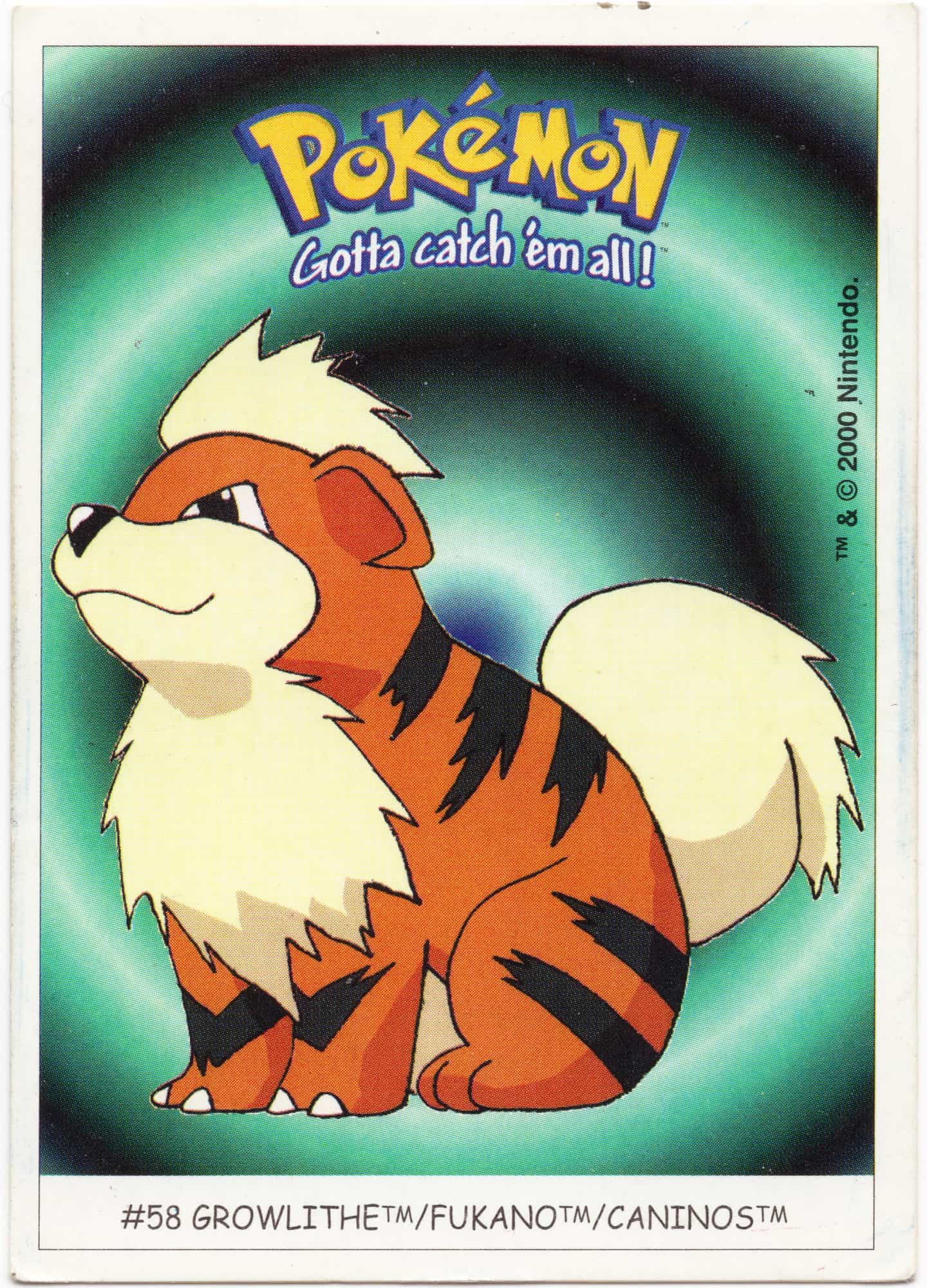 Growlithe #58 - Pokémon Dunkin Boomer Sticker - Moderately Played