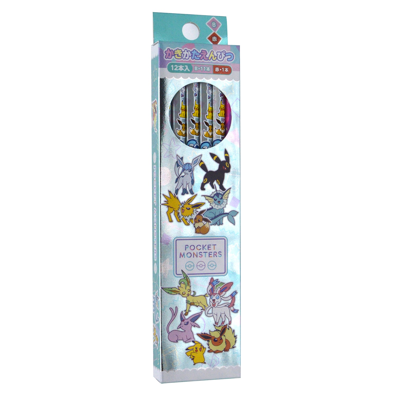 Pokemon Center Original Eeveelutions Kakikata Pencil B Silver Pastel Flakes 12 Pack