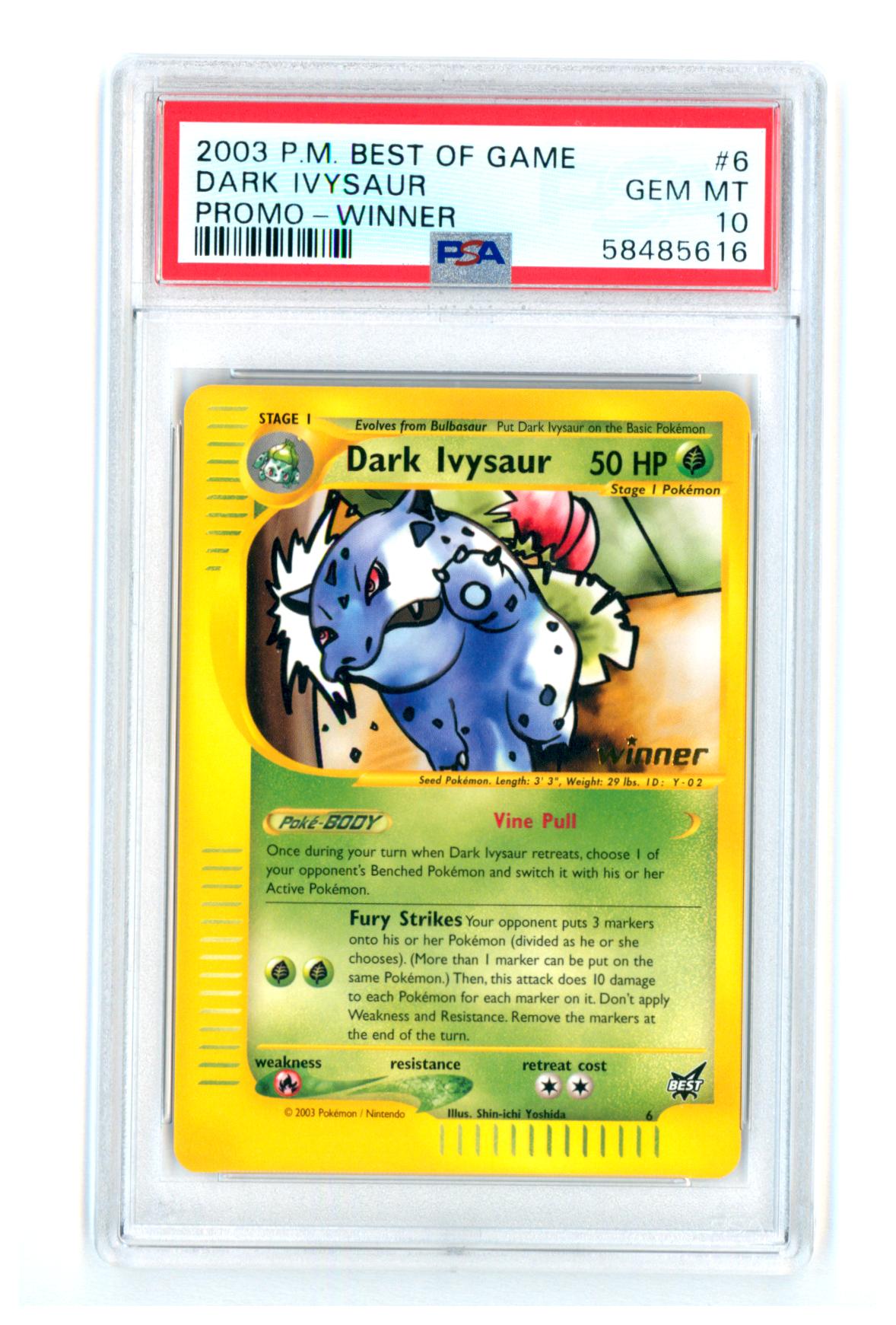 Dark Ivysaur - Best of Game Promo 6 - Winner Stamp - PSA 10 GEM MINT - Pokémon