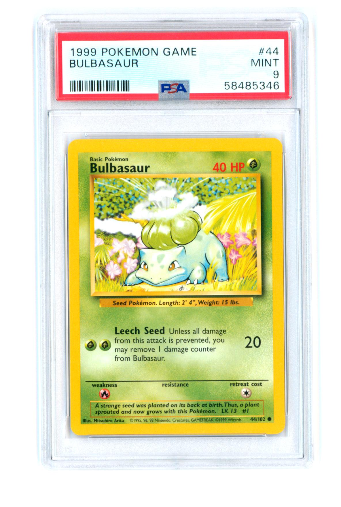 Bulbasaur 44/102 - Base Set - Unlimited - PSA 9 MINT - Pokémon