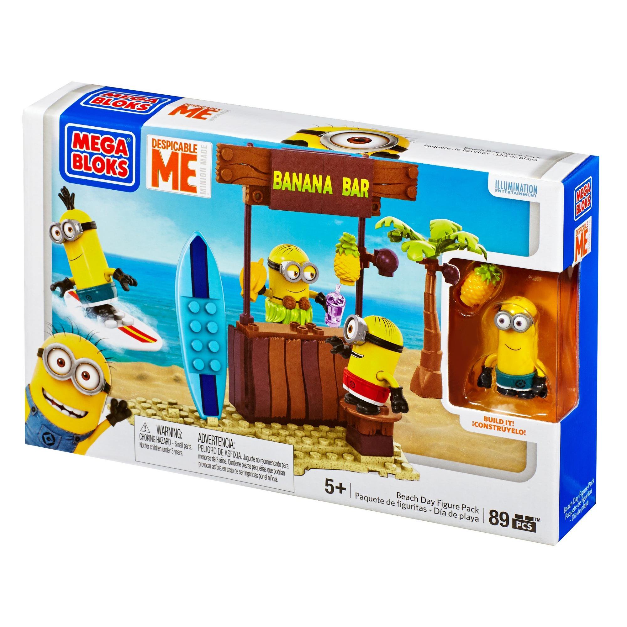 Minions Mega Bloks 89-Piece Construction Set, Despicable Beach Day Figure Pack