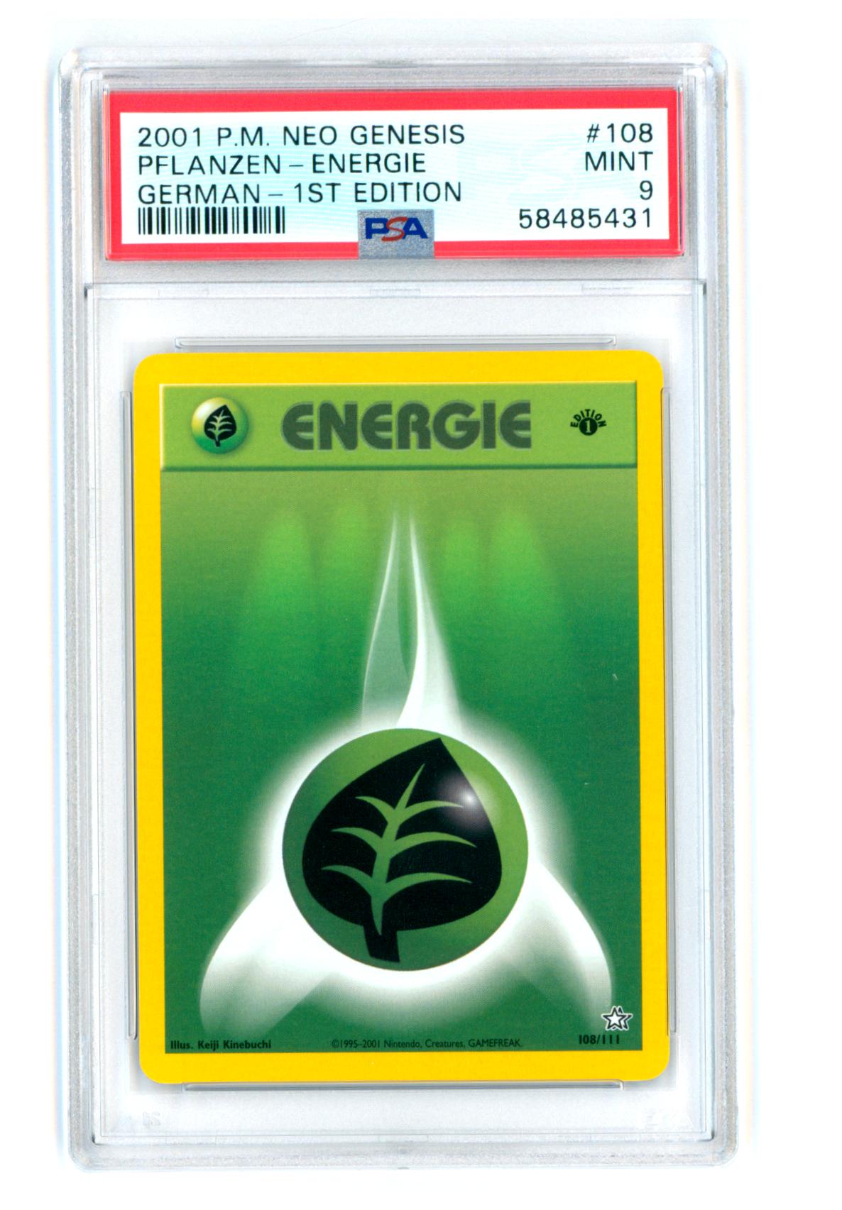 Pflanzen Energie 108/111 - Neo Genesis - 1st Edition - PSA 9 MINT - Pokémon
