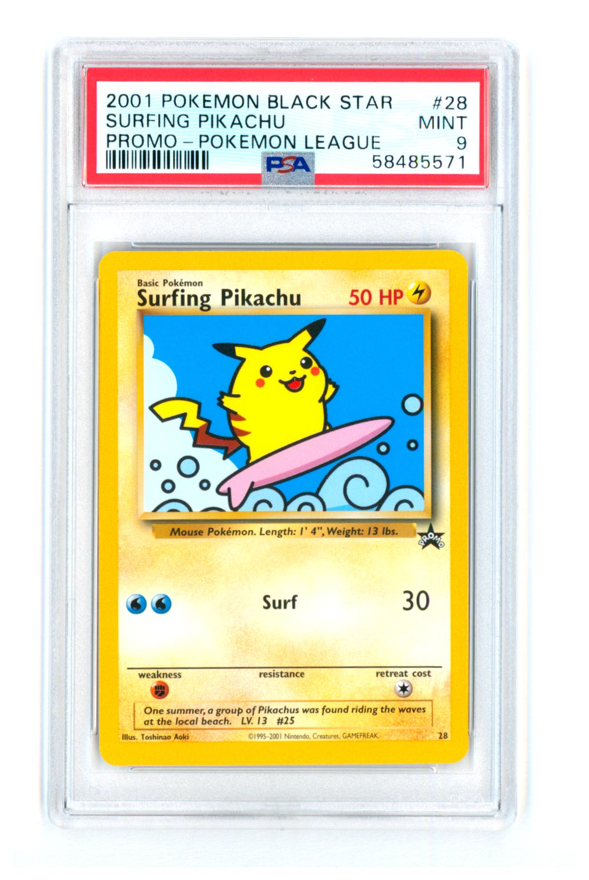 Surfing Pikachu - Black Star Promo 28 - PSA 9 MINT - Pokémon