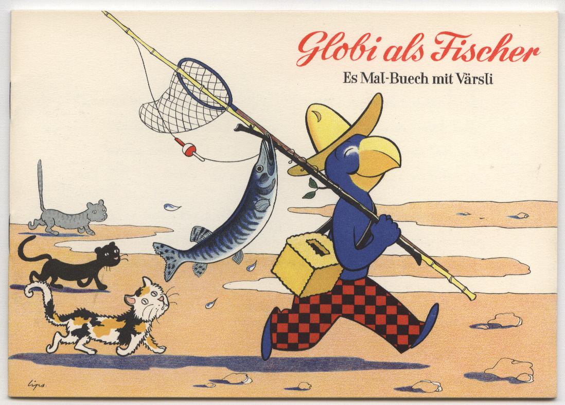 Globi als Fischer MALBUCH 1950er Jahre