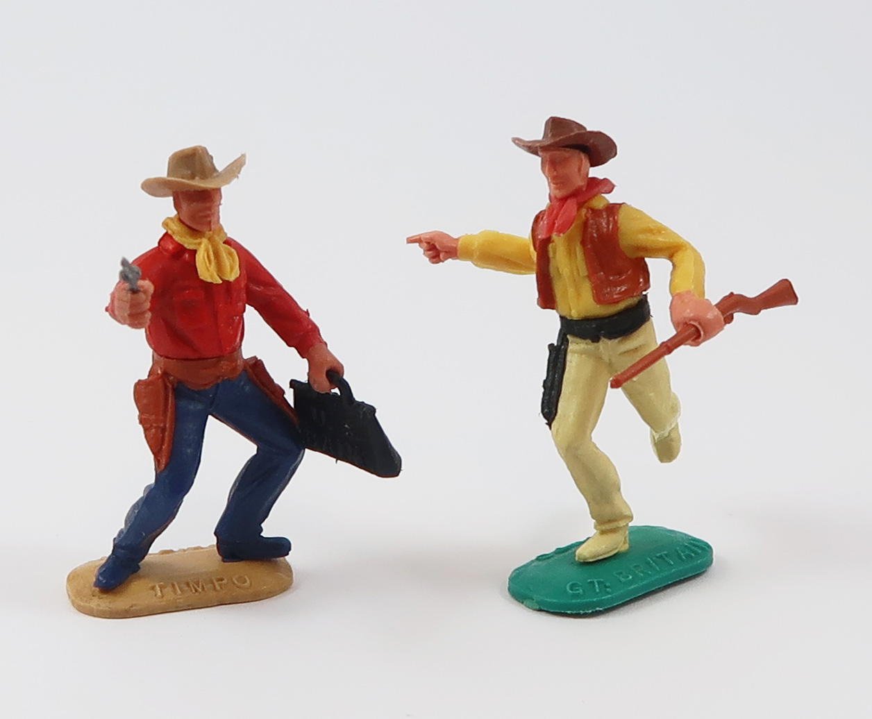 Timpo 2 Cowboys mit Gewehr und Tasche