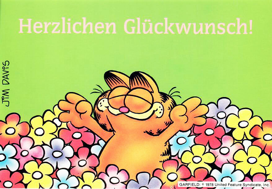 Garfield Postkarte HERZLICHEN GLÜCKWUNSCH!